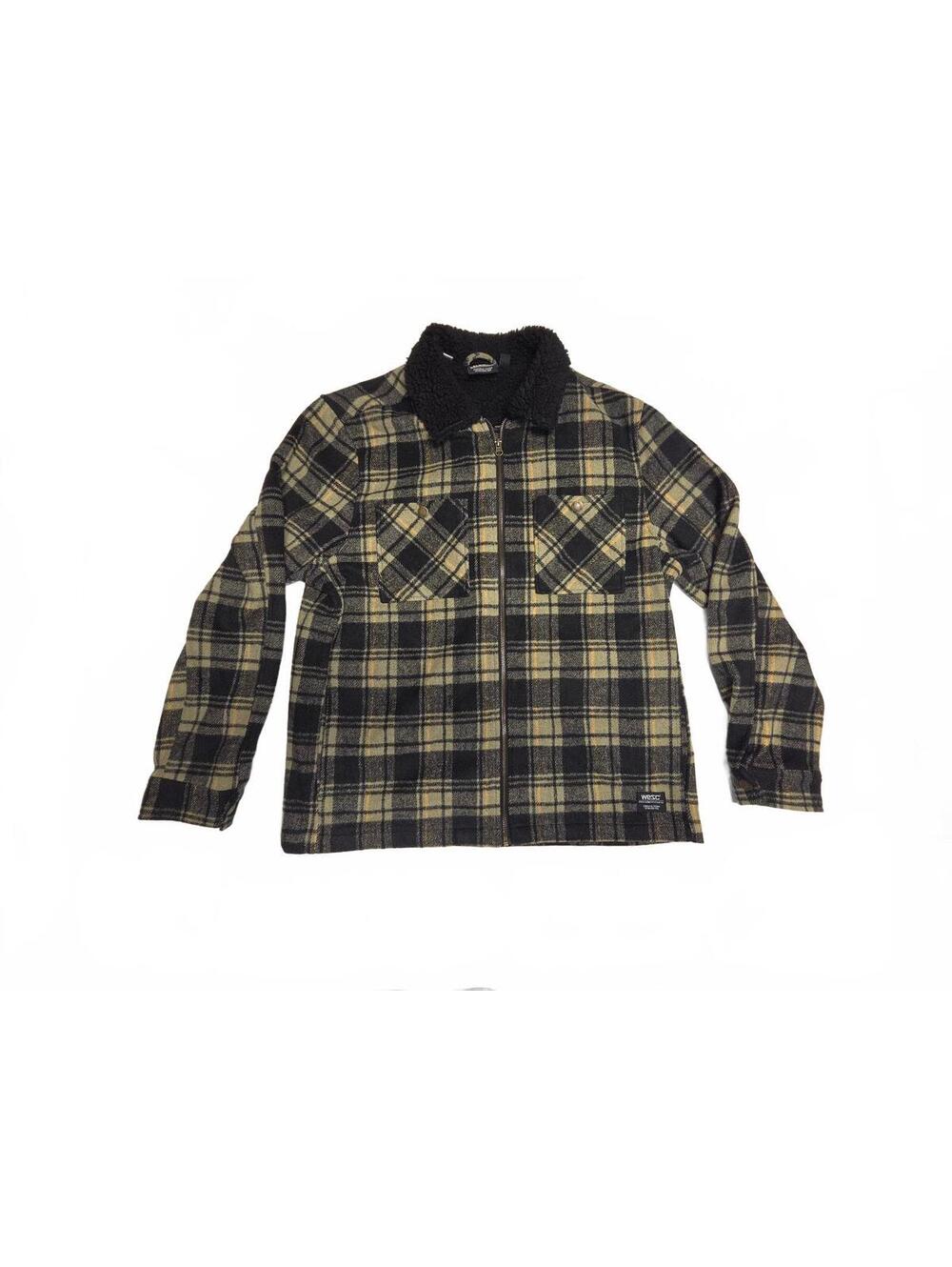WESC Liam Og Plaid Sherpa-Lined Unisex Shirt Jacket Overshirt Mens XL Womens XXL